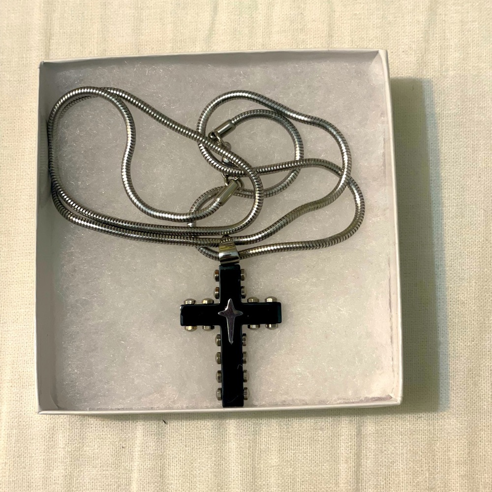 Men’s cross necklace.  Stainless steel